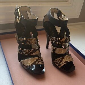 Michael Kors Black and Brown Strappy Heels